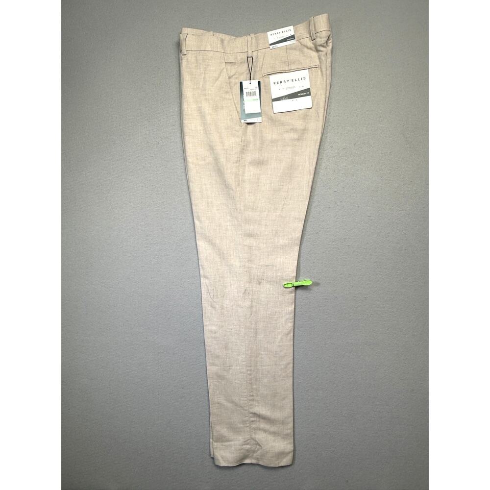 Perry Ellis Men's Modern-Fit Linen/Cotton Dress Pants Off white 34x32 $95 - Picture 4 of 14